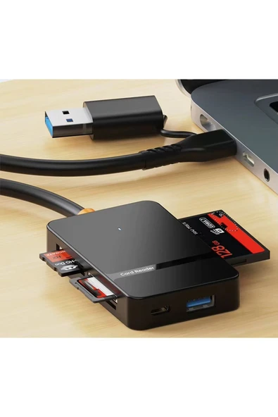 ADS-316 USB-C + USB 8 Port MS CF TF/SD DHC SDXC Kamera Kart Tak Çalıştır Kart Okuyucu - 4