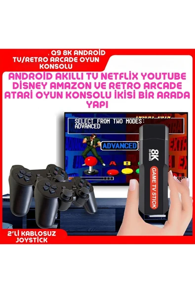 Q9 10000+ Retro Arcade Oyun Konsolu & 8K Ultra HD Android TV Box Netflix YouTube Google Uyumlu - Resim 4