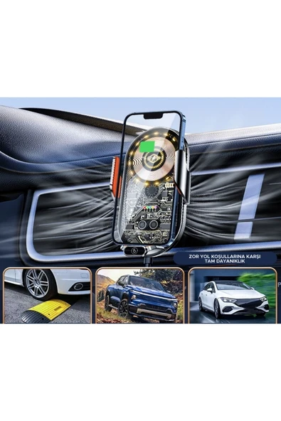 C13 Kablosuz 360 Derece Ayarlanabilir Indüksiyonlu 15w Hızlı Şarj Araç Ve Tutucu - 5