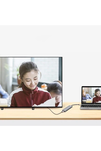 6-1 Macbook Matebook Hdmi Ethernet Usb Çoklayıcı Type-c Hub Çevirici - Resim 3