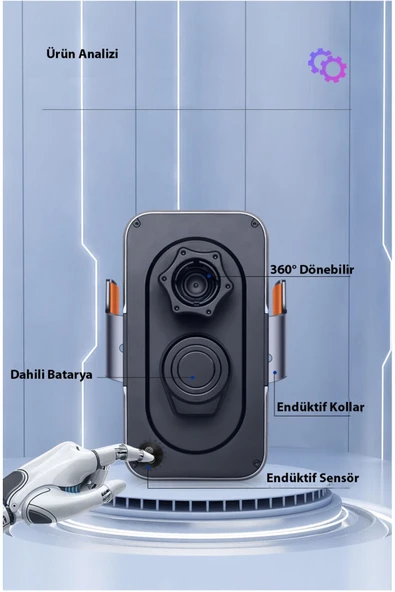 C11 Kablosuz 360 Derece Ayarlanabilir Indüksiyonlu 15w Hızlı Şarj Araç Ve Tutucu - 3