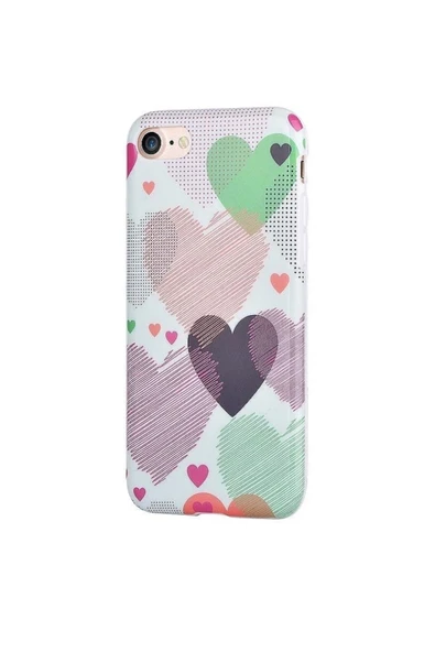 Iphone 7, Iphone 8 Için Renkli Kalpler Tpu Silikon Kılıf