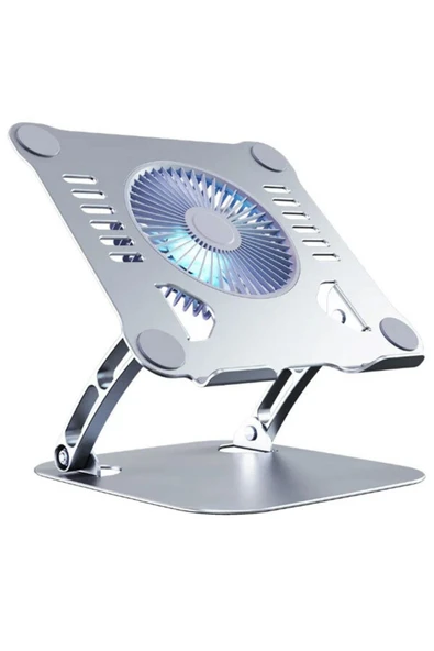 Usb Fanlı Notebook Bilgisayar Standı Güçlü Fan Ayarlanabilir Tutucu Işıklı Fan Tok Alüminyum 10" 17" ürün görseli 1