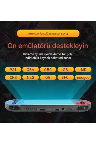 X7 4.3 Inç Retro Oyun Konsolu TV Çıkışlı Double Analog,Dahili 3000+ Oyun - 6
