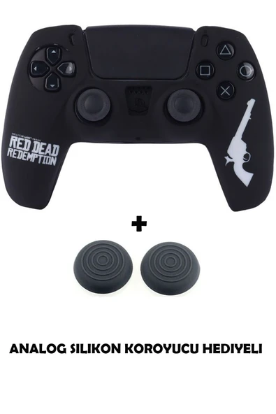 PS5 Dualsense Red Dead Redemption Desenli Koruyucu Silikon Kılıf + Analog silikon Koruyucu
