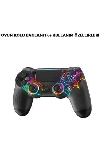 PS4/PC Uyumlu RGB Çift MOtor Titreşimli Spiderman Bluetooth Oyun Kolu - 2