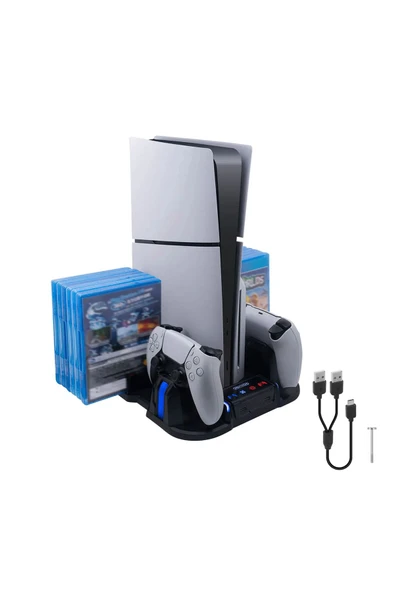 PG-TECH GP-521 PS5 Slim Disk/PS5 Slim Dijital Uyumlu Multifonksiyonel Soğutucu Fan Şarj Stand