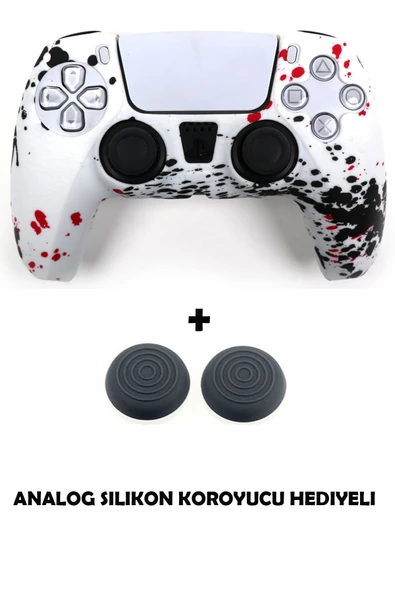 PS5 Dualsense Grafiti Temalı Koruyucu Silikon Kılıf + Analog silikon Koruyucu