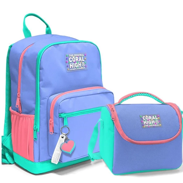 Coral High 2li Set Grafiti Desenli Okul Çantası Beslenme 23641