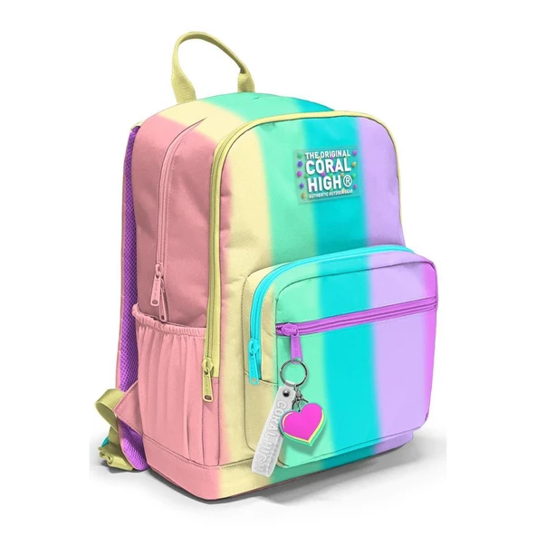 Coral High Desenli Okul Çantası Beslenme Kalemlik 3lü Set 23630 - 2