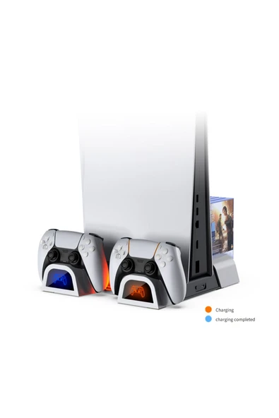 PS5 Disk Dijital/PS5 Slim Disk Dijital Uyumlu Multi Fonksiyonel Soğutucu Şarj İstasyonu - 4