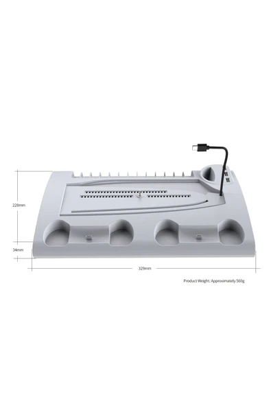 TP5-3570 Multi Fonksiyonel PS5 Slim/ PS5 Dijital RGB Işıklı Soğutma ve Şarj İstasyonu - 7
