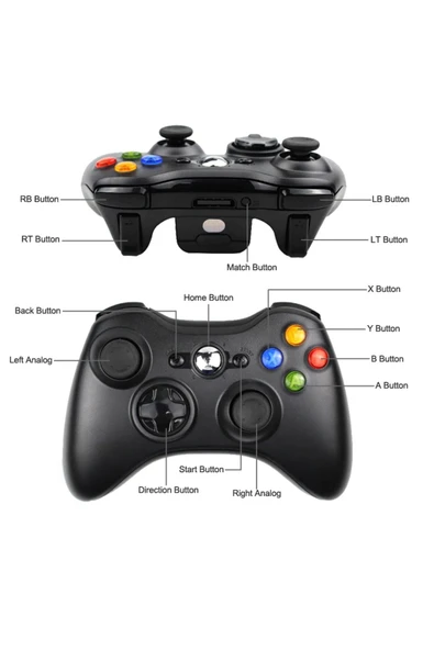 Xbox 360 Ve Pc Uyumlu Titreşimli Kablosuz Analog Oyun Kolu - 4