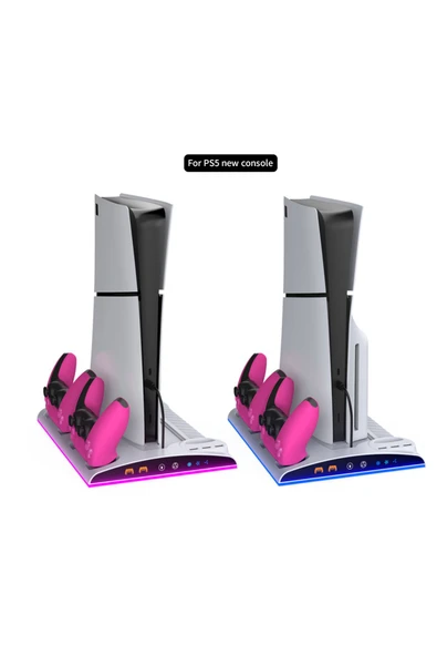 TP5-3570 Multi Fonksiyonel PS5 Slim/ PS5 Dijital RGB Işıklı Soğutma ve Şarj İstasyonu - 2