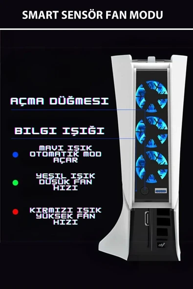 İpega PG-P5S004 PS5 Slim Disk/Ps5 Slim Dijital Uyumlu Led Işıklı Akıllı Soğutucu Fan - 8