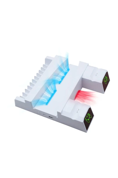 IV-P5235 Multifonksiyonel PS5 Disk/PS5 Dijital Uyumlu LED Göstergeli Şarj Stand Soğutucu Fan - 4