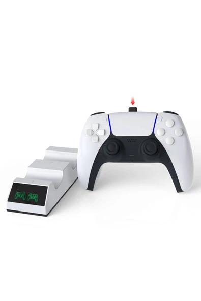 PS5 Kol Şarj Edici Stand Dock Göstergeli Çift Kol Şarjı-TP5-0508B - Resim 2