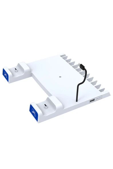 İpega  PS5 Slim Dijital/PS5 Uyumlu Multifonksiyonel CD Raflı Şarj Istasyonlu Fanlı Soğutucu Stand - Resim 4