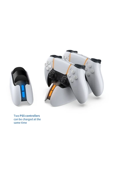 TP5-05103E PS5 Kontroller Geri Çekilebilir Ayaklı LED Göstergeli Işıklı Hızlı Şarj Standı