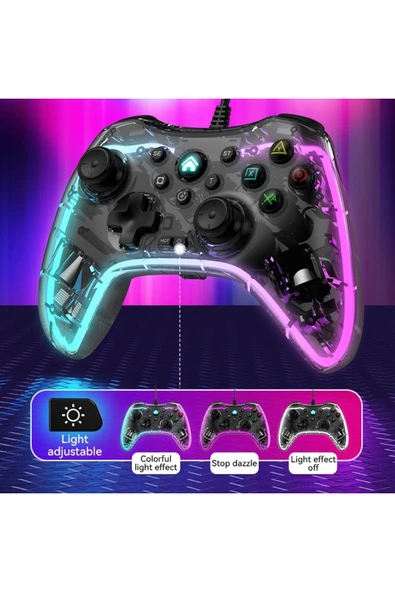 Işıklı Pc Android Telefon Tablet Ps4 Switch Uyumlu Kablolu Gamepad - 3