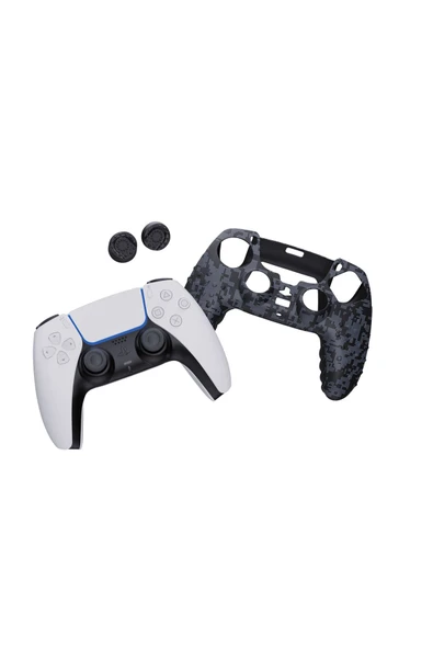 PS5 Dijital Kamuflaj Silikon Koruyucu kılıf ve Analog Koruyucu - 6