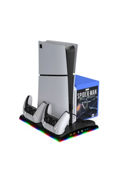 TP5-3570 Multi Fonksiyonel PS5 Slim/ PS5 Dijital RGB Işıklı Soğutma ve Şarj İstasyonu - 3