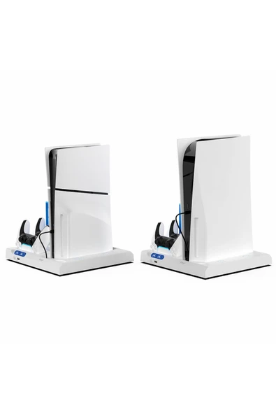 İpega  PS5 Slim Dijital/PS5 Slim Disk Multifonksiyonel Şarjlı,Soğutucu Fanlı,VR Standlı Cd Raf Stand