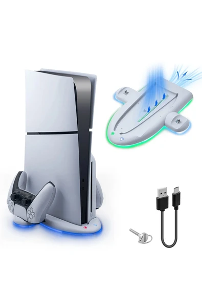 Ps5 Slim Ve Ps5 Slim Dijital Uyumlu Rgb Işıklı Multi Fonksiyon Soğutma Ve Şarj Ünitesi