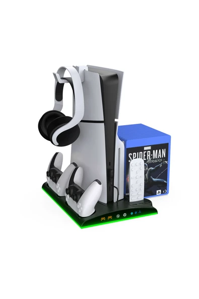 TP5-3570 PS5 Slim ve Tüm PS5  Modeller ile Uyumlu RGB Işıklı Multi Fonksiyon Soğutma ve Şarj Ünitesi - 4