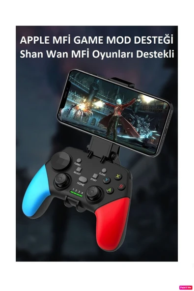 Wireless Kablosuz PC Android iOS Switch TV Uyumlu Gamepad ve Telefon Tutucu - 3