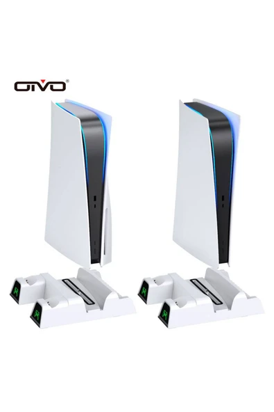 IV-P5235 Multifonksiyonel PS5 Disk/PS5 Dijital Uyumlu LED Göstergeli Şarj Stand Soğutucu Fan