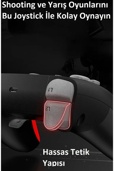 Kablosuz Wireless Ps4 Android Apple Switch Pc Uyumlu Six-axis Oyun Kolu Joystick - 4
