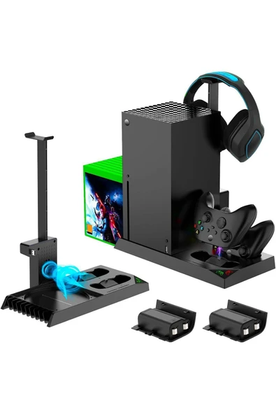 İpega XBOX Series X Multi Fonksiyonel Askılı Şarj İstasyonlu Soğutucu Stand ve 1400mAh Pilli Set