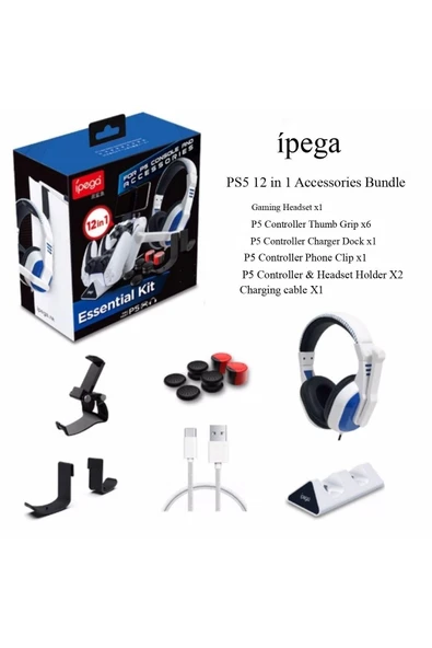 Playstation 5 Ps5 Aksesuar Set 12in1 +kulaklık+analog Koruyucu+ Şarj Istasyonu +telefon Tutucu - 5