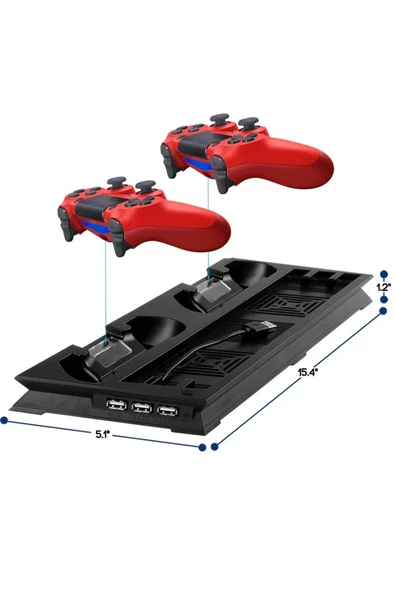 Ps4 Slim Multi Fonksiyonel Fanlı Ve Gamepad Şarjlı Stand - 8
