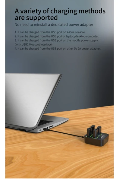 Pil Şarj Standı Cihazı Battery Charger Dock Aynı Anda 4 Adet Pil Şarj Edilebilir - 3