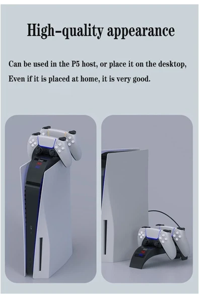 Ps5 Dualsense Şarj Istasyonu Ps5 Hızlı Şarj Led Göstergesi Ile Ps5 Kolu Şarj Standı - 4