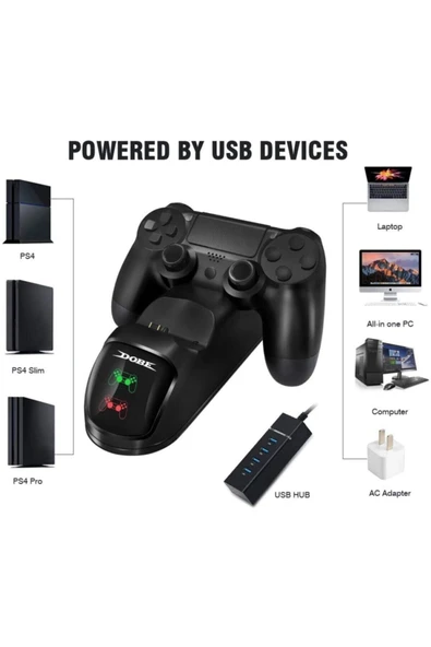 Ps4 Slim Pro Dual Charging Dock Göstergeli Şarj Istasyonu Playstation 4 Göstergeli Pinli Dock Uyumlu - 2