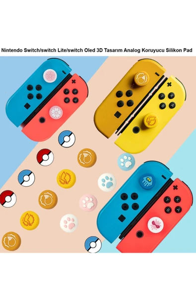 Nintendo Switch/switch Lite/switch Oled 3d Tasarım Analog Koruyucu Silikon Pad-mario Seri - 3