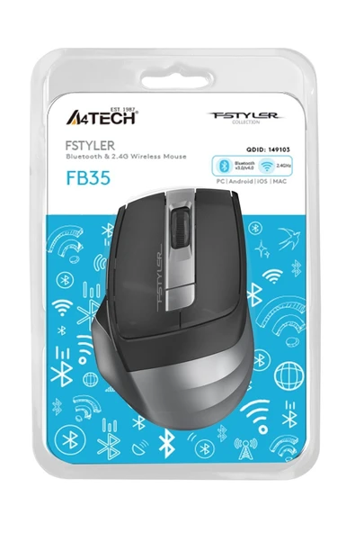 zerdğ Fb35 Gri Bluetooth 2.4g Nano Kablosuz Optik 2000 Dpi Mouse  Yeni Model 985448 Yeni Model 9982