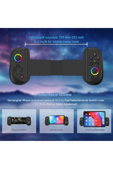 BSP-D8 Bluetooth 5.2 Android/Ios Tablet Telefon Uyumlu Mobil Telefon Tutucu Joystick Gamepad - Resim 3