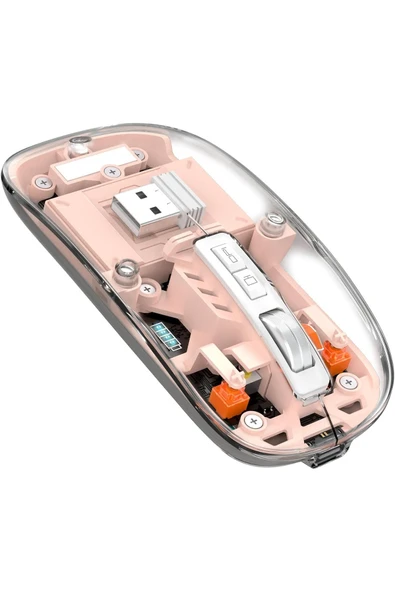 M133 Şeffaf Kablosuz Bluetooth Mouse Üç Modlu Sessiz Şarj Edilebilir