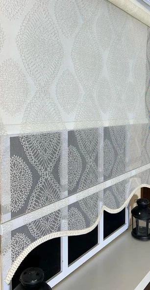 StorBurada Çift Mekanizmalı Ekru Tül Perde ve Ekru Stor Perde STB45240-V108  Ekru 100 x 260 ürün görseli 1