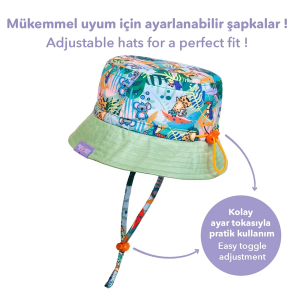 Milk&Moo Jungle Friends Ayarlanabilir Bebek Yazlık Şapkası 0-18 Ay - 6