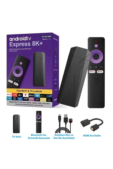 Android TV 8K+ Android 13 Ses kontrollü Kumanda 2GB Ram+16GB Hafıza Wi-Fi 5G Quad Core İşlemci ürün görseli 1