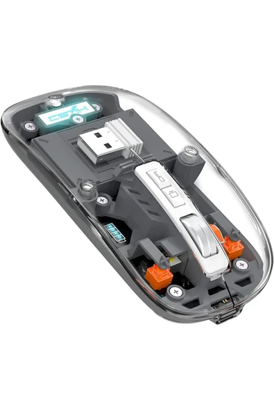 M133 Şeffaf Kablosuz Bluetooth Mouse Üç Modlu Sessiz Şarj Edilebilir
