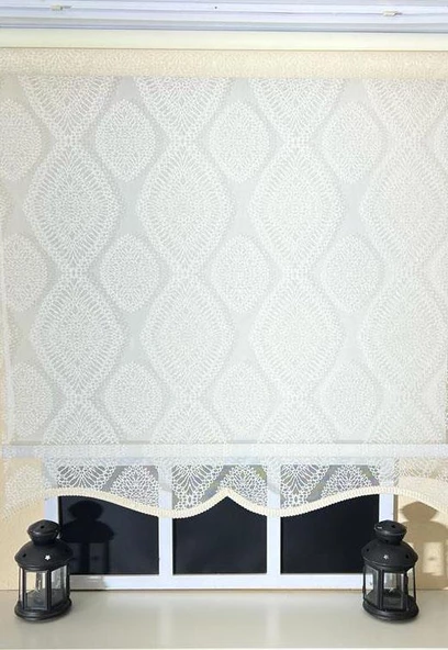 StorBurada Çift Mekanizmalı Ekru Tül Perde ve Ekru Stor Perde STB45240-V108  Ekru 200 x 200 - Resim 5