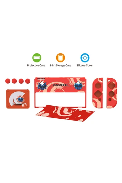 Switch OLED 3in1 Standlı Rnkli Kılıf Analog Yükseltici ve Koruyucu Kart Kutusu - Resim 5