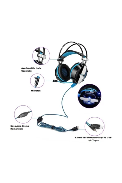Gs700 Oyuncu Gamer Seri Pc-xbox One-ps4 Uyumlu Kumandalı Kulaklık - Resim 7