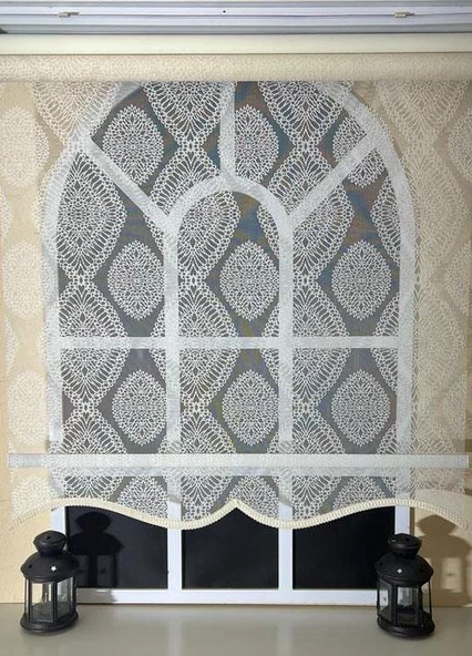 StorBurada Çift Mekanizmalı Ekru Tül Perde ve Ekru Stor Perde STB45240-V108  Ekru 170 x 200 - Resim 3